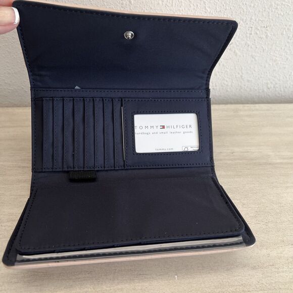 Tommy Hilfiger 69j2230 680 Women Trifold Logo Checkbook Wallet Clutch Blush Pink - Picture 4 of 6